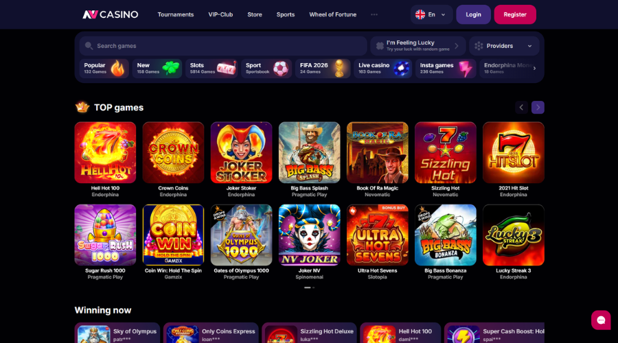 NV Casino Willkommensbonus – Kassenansicht